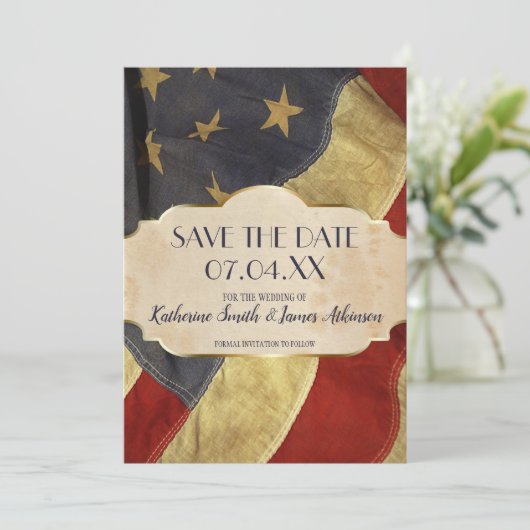 vlag van het militair huwelijk save the date (Staand voorkant)