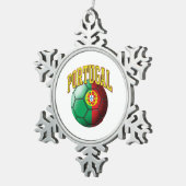 Vlag van het Portugese Voetbal Tin Sneeuwvlok Ornament (Rechts)