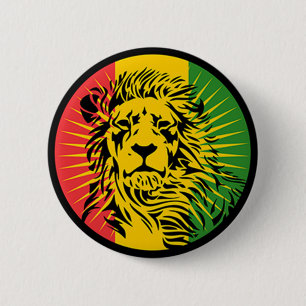 vlag van het reggae lion ronde button 5,7 cm