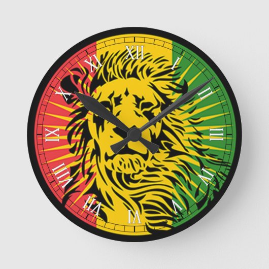 vlag van het reggae lion ronde klok (Voorkant)
