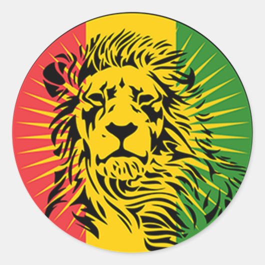 vlag van het reggae lion ronde sticker (Voorkant)