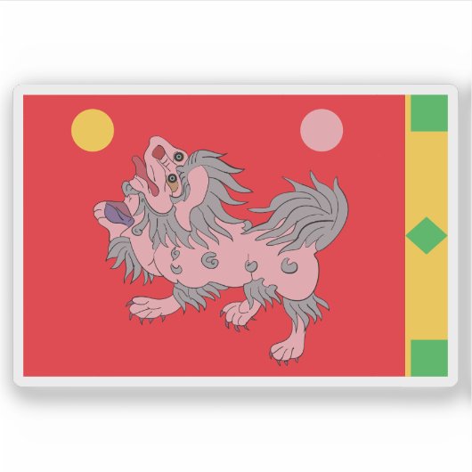 Vlag van het rijk Tibet (Tibetaans sneeuwluipaard) Sticker (Voorkant)