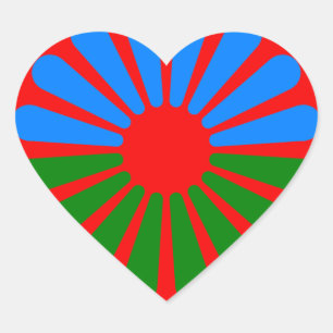 Vlag van het Romaanse volk - Romani vlag Hart Sticker