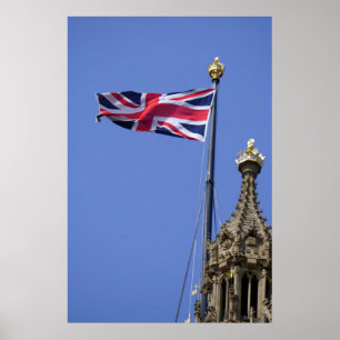 Vlag van het Verenigd Koninkrijk boven Westminster Poster