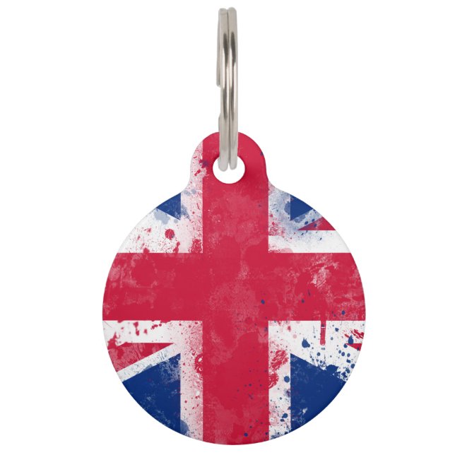 Vlag van het Verenigd Koninkrijk of van de EU-vlag Huisdierpenning (Voorkant)