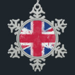 Vlag van het Verenigd Koninkrijk of van de EU-vlag Tin Sneeuwvlok Ornament<br><div class="desc">Vlag van het Verenigd Koninkrijk of van de EU-vlag</div>