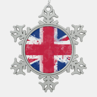 Vlag van het Verenigd Koninkrijk of van de EU-vlag Tin Sneeuwvlok Ornament