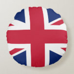Vlag van het Verenigd Koninkrijk Rond Kussen<br><div class="desc">De vlag van het Verenigd Koninkrijk staat bekend als Union Flag of Union Jack. Het vertegenwoordigt de vereniging van de drie historische koninkrijken van de Britse eilanden: Engeland, Schotland en Ierland.</div>