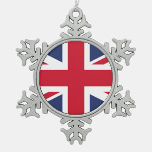 Vlag van het Verenigd Koninkrijk Tin Sneeuwvlok Ornament