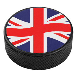 Vlag van het Verenigd Koninkrijk + uw ideeën Hockey Puck
