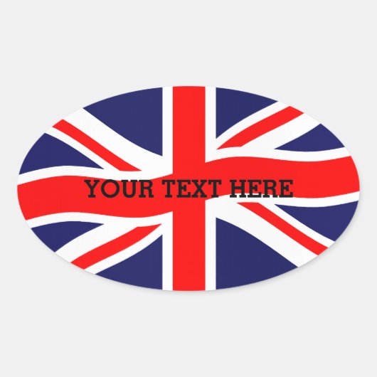 Vlag van het Verenigd Koninkrijk + uw ideeën Ovale Sticker (Voorkant)