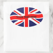 Vlag van het Verenigd Koninkrijk + uw ideeën Ovale Sticker (Tas)