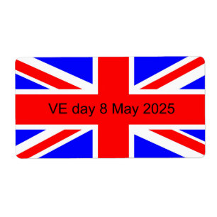 Vlag van het Verenigd Koninkrijk VE dag 2025 Etiket