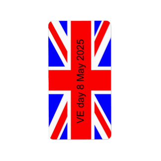 Vlag van het Verenigd Koninkrijk VE dag 2025 Etiket