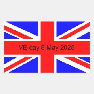 Vlag van het Verenigd Koninkrijk VE dag 2025 Rechthoekige Sticker
