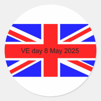 Vlag van het Verenigd Koninkrijk VE dag 2025 Ronde Sticker