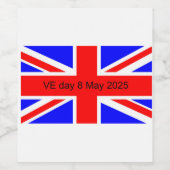 Vlag van het Verenigd Koninkrijk VE dag 2025 Wijn Etiket (Enkel label)