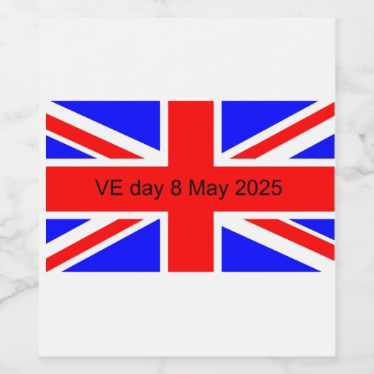 Vlag van het Verenigd Koninkrijk VE dag 2025 Wijn Etiket (Enkel label)