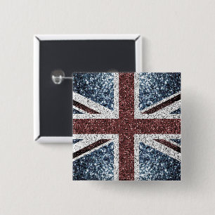 Vlag van het VK roestig vintage glinstert en glitt Vierkante Button 5,1 Cm