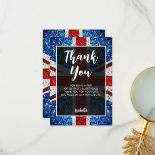 Vlag van het VK rood blauw wit glitters elegant Sw Bedankkaart