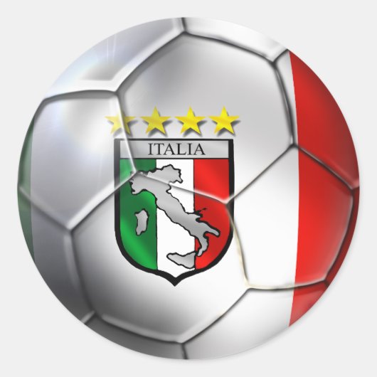 vlag van het Voetbal Forza Azzurri Calcio Ronde Sticker (Voorkant)
