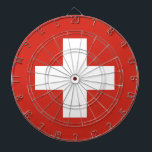 Vlag van het Zwitserse dartboard met metalen kooie Dartbord<br><div class="desc">Vlag van het Zwitserse dartboard met metalen kooien</div>