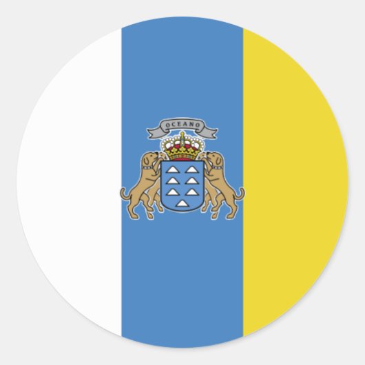 Vlag van hoge kwaliteit op de Canarische Eilanden Ronde Sticker (Voorkant)