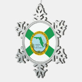 Vlag van Hollywood, Florida Tin Sneeuwvlok Ornament (Rechts)