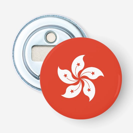Vlag van Hong Kong Button Flesopener (Voorkant)