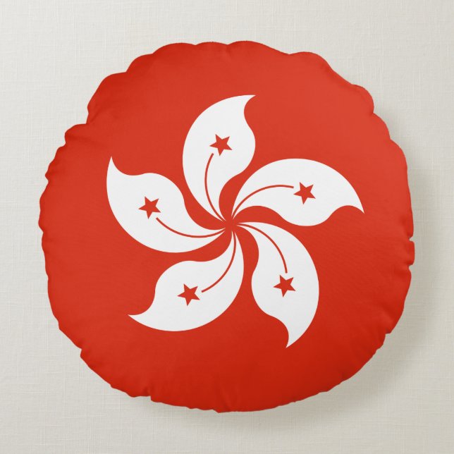 Vlag van Hong Kong Rond Kussen (Voorkant)