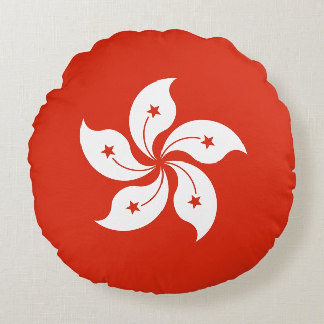 Vlag van Hong Kong Rond Kussen (Voorkant)