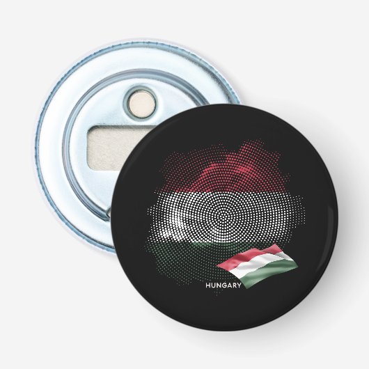 Vlag van Hongarije Button Flesopener (Voorkant)