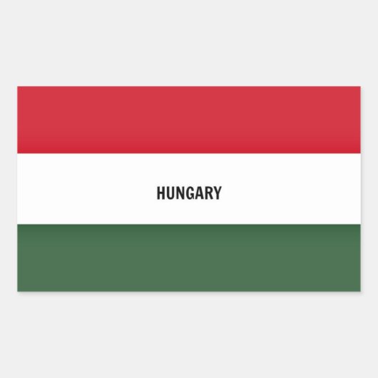 Vlag van Hongarije, gelabeld, Rechthoekige Sticker (Voorkant)