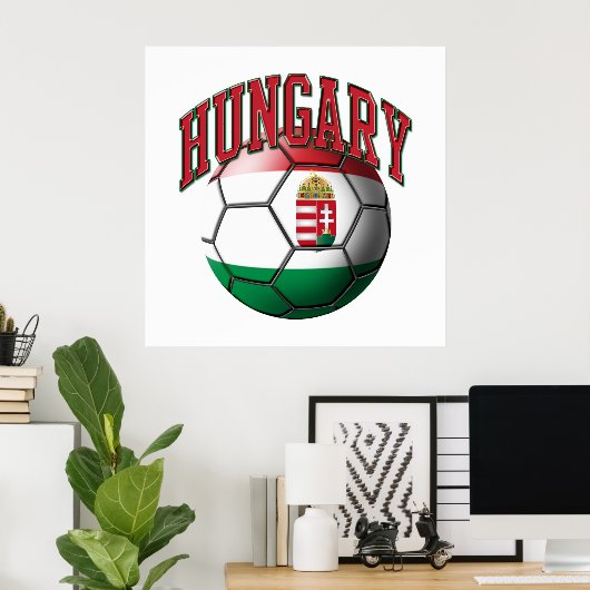Vlag van Hongarije Voetbal Poster (Thuiskantoor)