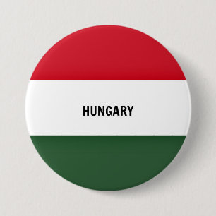 Vlag van Hongarije, voorzien van een etiket Ronde Button 7,6 Cm