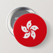 vlag van Hongkong Ronde Button 7,6 Cm (Voorkant /achterkant)