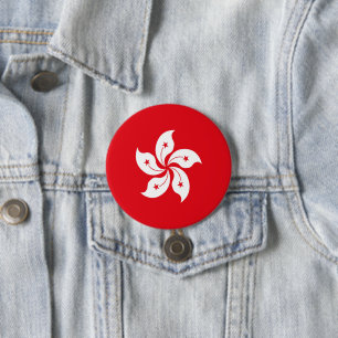 vlag van Hongkong Ronde Button 7,6 Cm