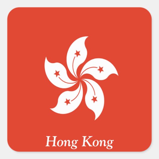 Vlag van Hongkong Vierkante Sticker (Voorkant)
