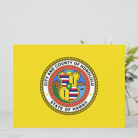 Vlag van Honolulu (Hawaii) Kaart (Staand voorkant)