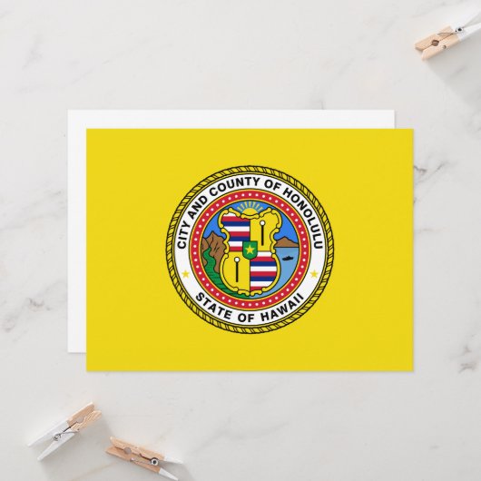 Vlag van Honolulu (Hawaii) Kaart (Voorkant / Achterkant in situ)