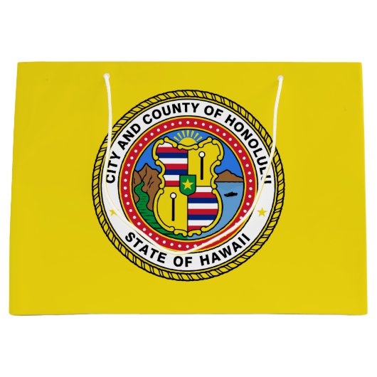 Vlag van Honolulu, Hawaii Large Gift Bag Groot Cadeauzakje (Voorkant)