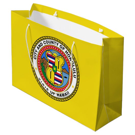 Vlag van Honolulu, Hawaii Large Gift Bag Groot Cadeauzakje (Achterkant Gekanteld)