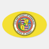Vlag van Honolulu, Hawaii Ovale Sticker (Voorkant)