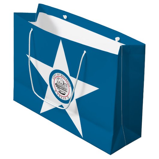 Vlag van Houston, Texas Large Gift Bag Groot Cadeauzakje (Voorkant Gekanteld)
