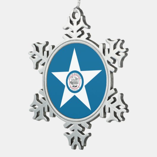 Vlag van Houston, Texas Snowflake Pewter Ch Tin Sneeuwvlok Ornament (Rechts)