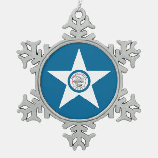 Vlag van Houston, Texas Snowflake Pewter Ch Tin Sneeuwvlok Ornament