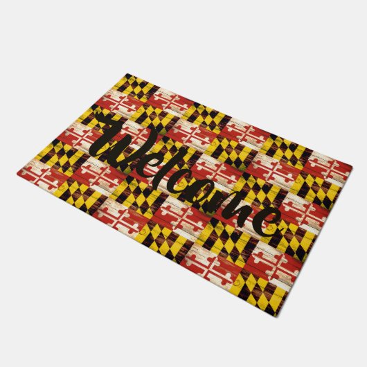 Vlag van hout Maryland, aanpasbare deurmat (Schuin)