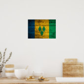 Vlag van hout van Vincent en de Grenadines Poster (Keuken)