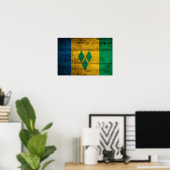 Vlag van hout van Vincent en de Grenadines Poster (Thuiskantoor)