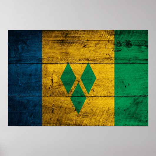 Vlag van hout van Vincent en de Grenadines Poster (Voorkant)